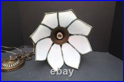 Vtg MCM White Slag Glass Hanging TULIP Ceiling Pendant Swag Lamp Pendant Fixture