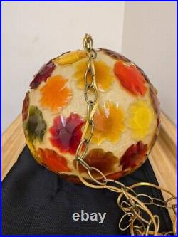 Vtg. MCM large chunky rock candy lucite pieces on ball swag lamp