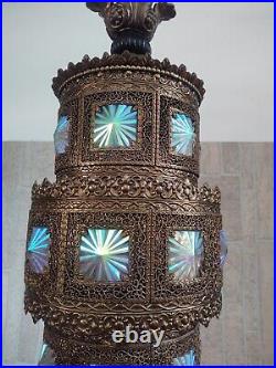 Vtg. MID-CENTURY Modern Hollywood Regency Hanging Ornate Swag Lamp Light NICE