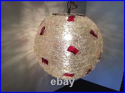 Vtg MID Century Chunk Lucite Rock Candy Spaghetti Hanging Swag Lamp Light Works