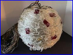 Vtg MID Century Chunk Lucite Rock Candy Spaghetti Hanging Swag Lamp Light Works