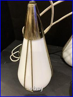 Vtg MOE Teardrop White Glass Pendant Light Lighting Lamps Mid Century Modern MCM