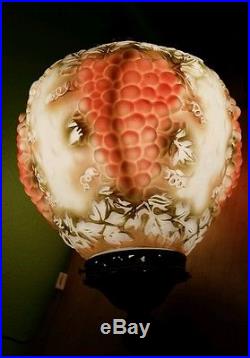 Vtg Mid Century Carl Falkenstein Hanging Swag Lamp Light Grape Clusters Globe