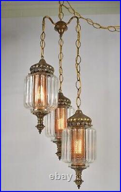 Vtg Mid Century / Hollywood Regency 3-Tier Glass Hanging Swag Lamp Light fixture Vtg Mid Century / Hollywood Regency 3-Tier Glass Hanging Swag Lamp Light fixture