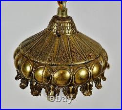 Vtg Mid Century / Hollywood Regency 3-Tier Glass Hanging Swag Lamp Light fixture