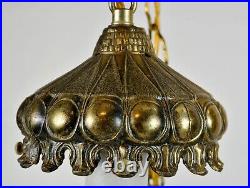 Vtg Mid Century / Hollywood Regency 3-Tier Glass Hanging Swag Lamp Light fixture