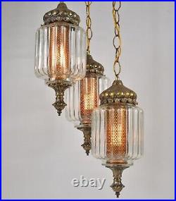 Vtg Mid Century / Hollywood Regency 3-Tier Glass Hanging Swag Lamp Light fixture Vtg Mid Century / Hollywood Regency 3-Tier Glass Hanging Swag Lamp Light fixture