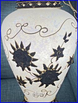 Vtg Mid Century Hollywood Regency Milk Glass Carl Falkenstein Hanging Swag Lamp