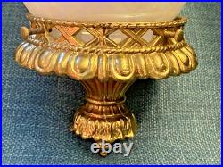 Vtg Mid Century Hollywood Regency Milk Glass Carl Falkenstein Hanging Swag Lamp