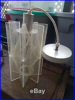 Vtg Mid Century Modern 60s String Art Lucite Plexiglass Ceiling Hanging Lamp