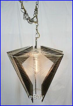 Vtg Mid Century Modern Light Fixture Pendant Hanging Lamp Acrylic Atomic Plug In