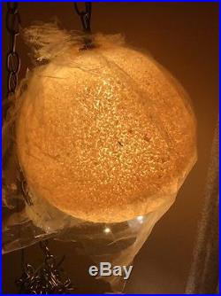 Vtg Mid Century Modern Spun Lucite Spaghetti Swag Lamp CREAM Hanging Light -NEW