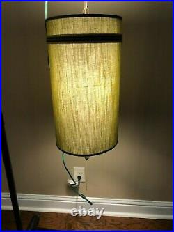 Vtg Mid Century Retro Drum Shade Hanging Swag Lamps Light Modern MCM Avacodo