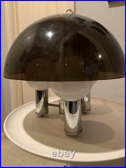 Vtg Mid Century Space Age Lucite Acrylic Chrome Color Hanging Lamp