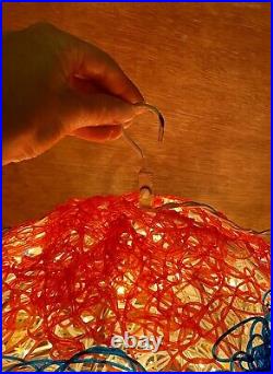 Vtg Mid Century Spaghetti Hanging Light, Multi Colored Spun, Swag Lamp