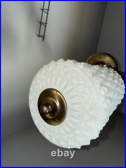 Vtg Mid-Century Swag Milk Glass Pendant Hanging lamp Gothic Hotel Fashion MCM