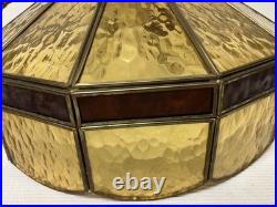 Vtg Mid Century Tiffany Style Swag Chain Hanging Light Fixture