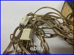 Vtg Mid Century Tiffany Style Swag Chain Hanging Light Fixture