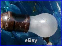 Vtg Mid Century Turquoise Capiz Shell Hanging Swag Lamp 60 Teak Wood Top 1960