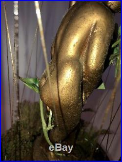 Vtg Oil Rain Hanging Lamp Bronze Nude Greek Goddess Pillar WORKS