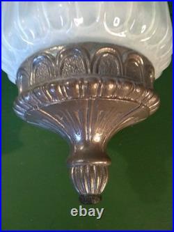 Vtg Opalescent Double Pendant Swag Lamp Lantern STLYE Hollywood Regency 60's