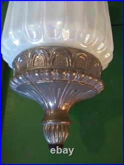 Vtg Opalescent Double Pendant Swag Lamp Lantern STLYE Hollywood Regency 60's