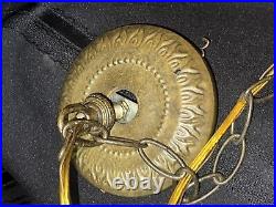 Vtg Pair Hanging Pendant Lamps Chandelier Ceiling Lights With 6 Glass Prisims