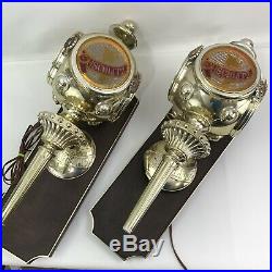 Vtg Pair Of Schlitz Beer Hanging Carriage Wall Lamp Light Sconce Advertising 72