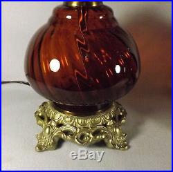 Vtg Pair of Matching Gone With The Wind Lamps Amber Hanging Crystals GWTW Roses