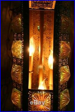 Vtg Retro Swag Lamp Mid Century Modern Gold Chunky Hanging Gold Pineapple Light