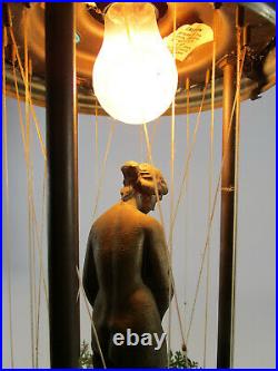 Vtg Small Rain Drip Mineral Oil Hanging Swag Lamp Light Nude Goddess Woman
