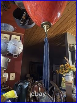 Vtg Swag Exceptional Art glass MCM Light Chain Tassel Pull Not another like it