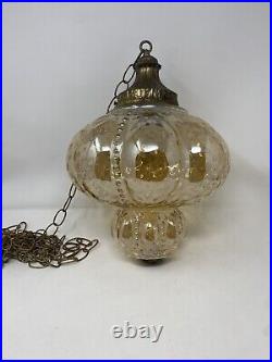 Vtg Swag Lamp Round MCM Iridescent Gold Amber