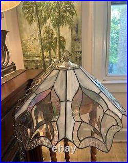 Vtg Tiffany Style Stained Glass Pendant Lamp Ceiling Fixture Hanging Light 20 w
