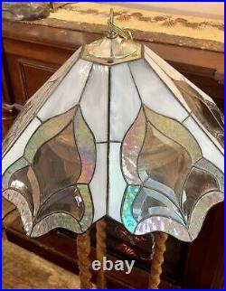 Vtg Tiffany Style Stained Glass Pendant Lamp Ceiling Fixture Hanging Light 20 w