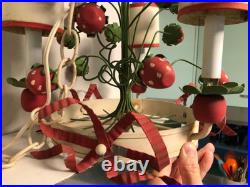 Vtg Toleware Hanging Lamp Chandelier Strawberries Italy