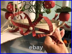 Vtg Toleware Hanging Lamp Chandelier Strawberries Italy