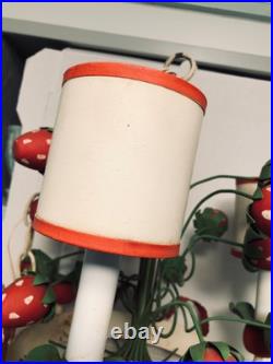 Vtg Toleware Hanging Lamp Chandelier Strawberries Italy