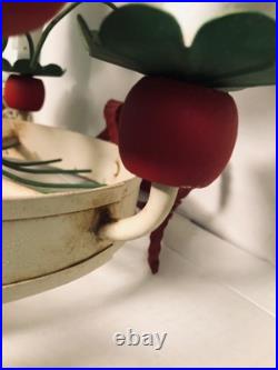 Vtg Toleware Hanging Lamp Chandelier Strawberries Italy