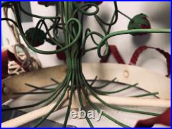 Vtg Toleware Hanging Lamp Chandelier Strawberries Italy