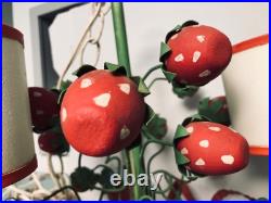 Vtg Toleware Hanging Lamp Chandelier Strawberries Italy