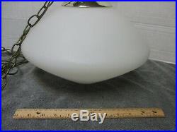 Vtg white glass saucer hanging swag lamp
