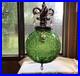 WICKED Inspired Vintage MCM Green Glass Swag Scroll Pattern Lamp Pink Crystals