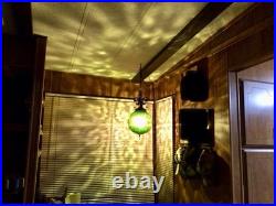 WICKED Inspired Vintage MCM Green Glass Swag Scroll Pattern Lamp Pink Crystals