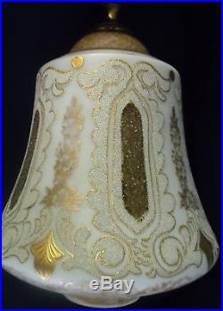 West Berlin Vintage Hanging Swag Lamp White Hollywood Regency Gold Gild Light