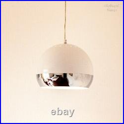 White & Chrome Mid Century Modern Vintage Ball Shape Ceiling Lamp Light Fixture