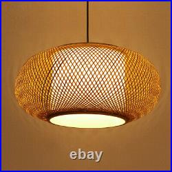 Wicker Rattan Shade Pendant Light Fixture Rustic Vintage Hanging Ceiling Lamp