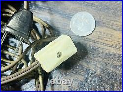 Working Pair Of Mid Century Modern Brass Lantern Swag Light Pendants Chorded