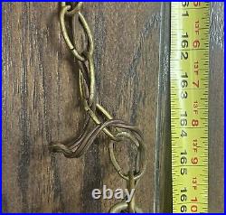 Working Pair Of Mid Century Modern Brass Lantern Swag Light Pendants Chorded