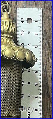 Working Pair Of Mid Century Modern Brass Lantern Swag Light Pendants Chorded